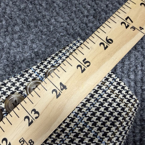 Chaps Mens 100% Silk Light Brown Beige Houndstooth Blazer Sport Jacket Mens 44L - Picture 10 of 10